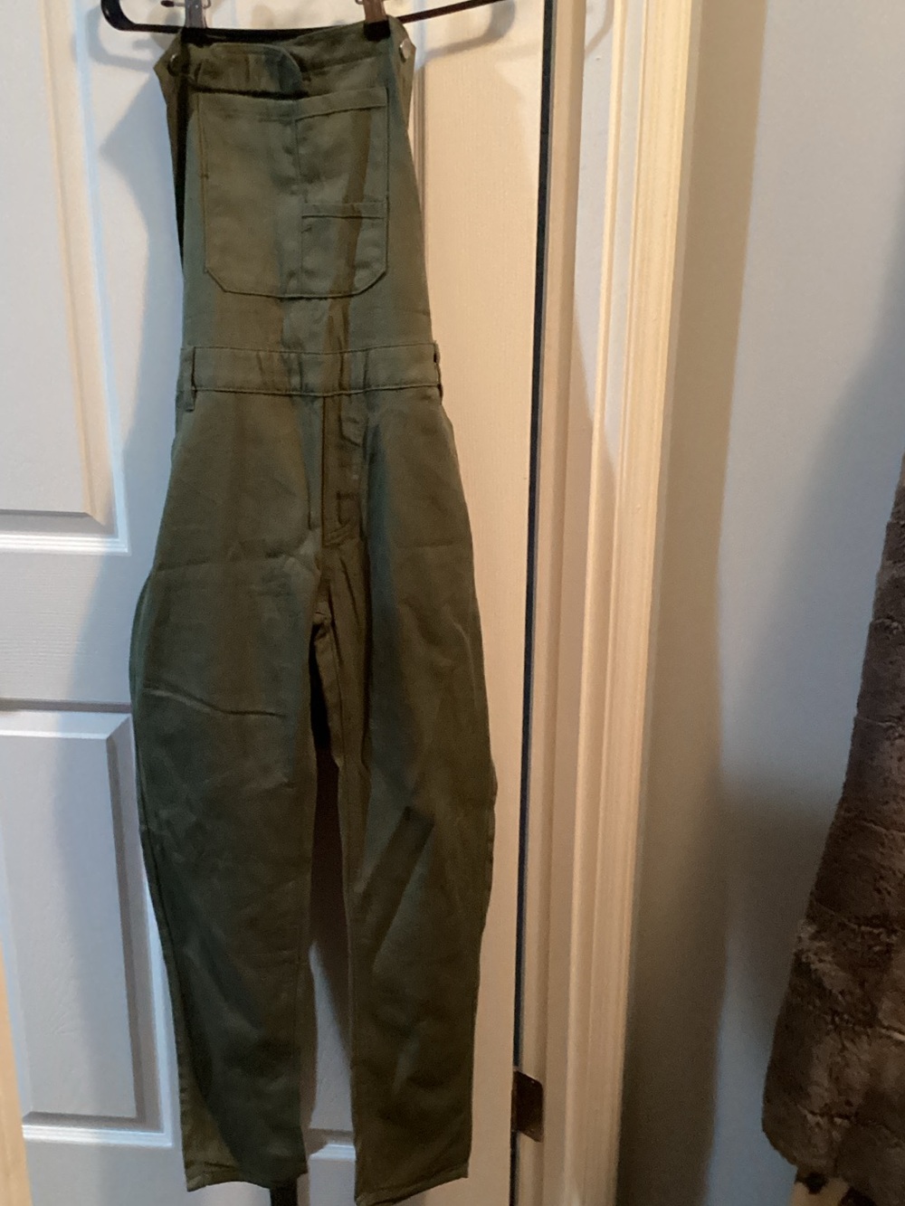 Olive Green High-Waist Utility Jumpsuit Pant